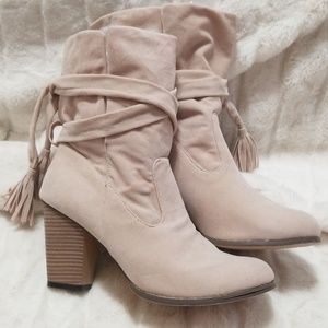 Chase & Chloe Faux Suede Ankle Boots